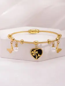 Rubans Voguish Women Pearls Gold-Plated Bangle-Style Bracelet