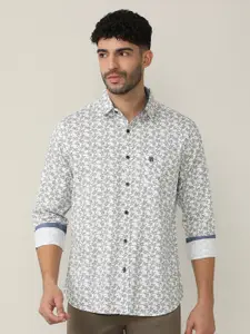 DRAGON HILL Classic Slim Fit Floral Printed Twill Cotton Casual Shirt