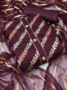 Peachmode Floral Woven Design Zari Unstitched Dress Material