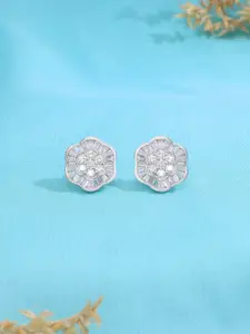 KAI JEWEL 925 Sterling Silver Rhodium-Plated Floral Studs