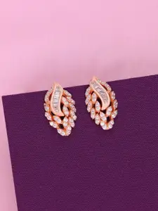 KAI JEWEL Rose Gold-Plated 92.5 Sterling Silver Classic Studs Earrings