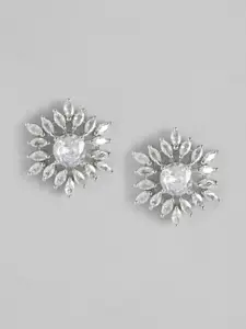 Anouk Silver-Plated American Diamond Floral Studs