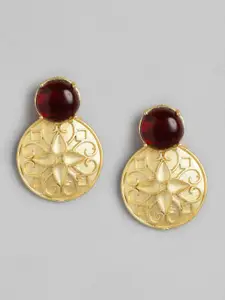 Anouk Gold-Plated Artificial Stones Circular Drop Earrings