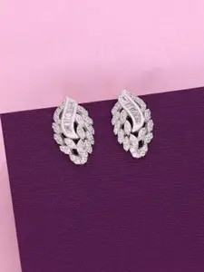 KAI JEWEL 925 Sterling Silver Rhodium-Plated Cubic Zirconia Teardrop Shaped Studs Earrings