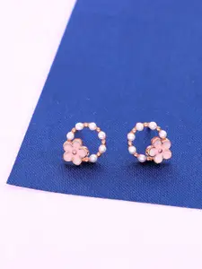 KAI JEWEL 92.5 Sterling Silver Rhodium-Plated Cubic Zirconia Floral Stud Earrings