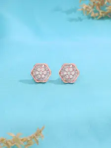 KAI JEWEL Rhodium-Plated 92.5 Sterling Floral Studs Earrings