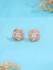 KAI JEWEL Rose Gold-Plated 92.5 Sterling Silver Contemporary Studs Earrings