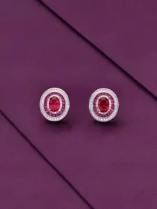 KAI JEWEL Rhodium Plated Cubic Zirconia Sterling Silver Studs Earrings