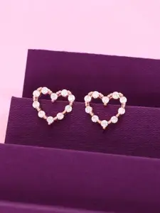 KAI JEWEL Rhodium-Plated 92.5 Sterling Heart Shaped Studs Earrings