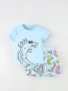 StyleCast Boys Graphic Printed Pure Cotton T-shirt With Shorts