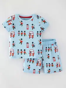 StyleCast Boys Conversational Printed Pure Cotton T-shirt With Shorts