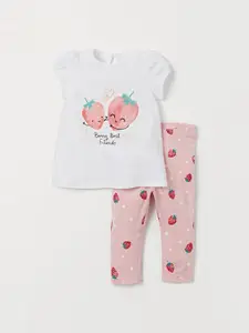 StyleCast Girls Printed Pure Cotton Top with Pyjamas