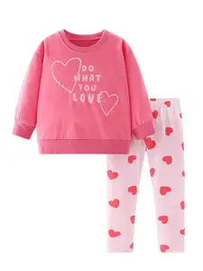 StyleCast Girls Typography Printed Top With Trousers