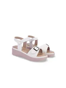Shoetopia Girls Colourblocked Wedge Peep Toes with Buckles