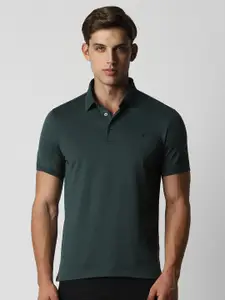 Van Heusen Self Design Polo Collar Short Sleeves Cotton T-shirt