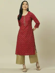 Rangriti Round Neck Thread Work Kurta