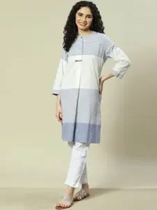 Rangriti Colourblocked Round Neck Knee Length Straight Kurta