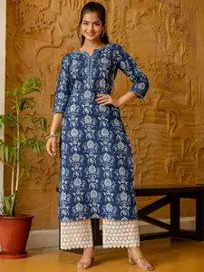 Nayo Floral Printed Straight Cotton Kurta