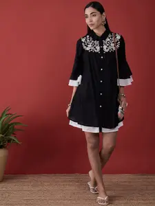 Anouk Embroidered A-line  Ethnic Dress