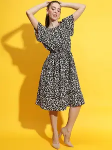 Oxolloxo Animal Printed Fit & Flare Dress