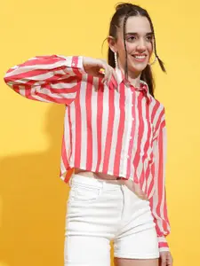 Oxolloxo Comfort Semi Sheer Striped Casual Shirt