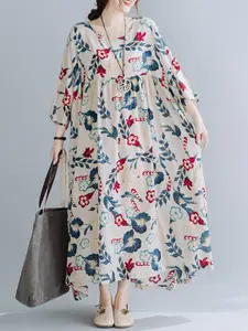 StyleCast Red Floral Printed Cotton Maxi Dress