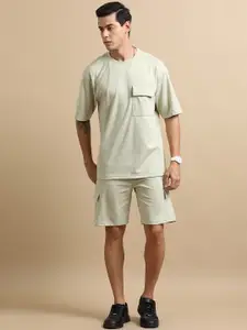 Bushirt Round Neck Drop-Shoulder Oversized T-Shirt & Shorts