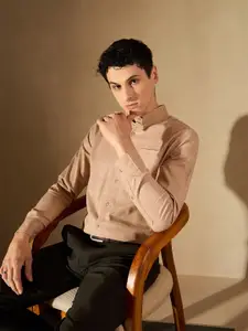 DENNISON Windowpane Checked Button-Down Collar Cotton Smart Formal Shirt