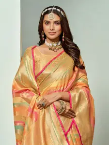 KALINI Women Silk Blend Woven Banarasi Saree With Blouse Piece
