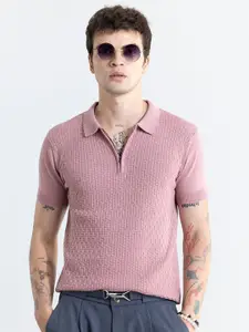 Snitch Self Design Polo Collar Cotton Slim Fit T-shirt