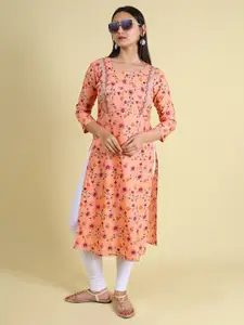 GRANTH FASHION Floral Printed Gotta Patti Floral Kurta