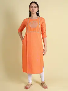 GRANTH FASHION Ethnic Motifs Yoke Design Thread Work Kurta