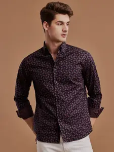 Aldeno Comfort Geometric Printed Button-Down Collar Long Sleeves Cotton Casual Shirt