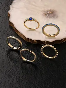 Accessorize Set Of 5 Crystals Finger Rings