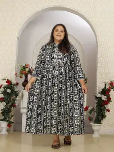 Rujave Plus Size Printed Maxi Ethnic Dress