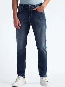 Flying Machine Men Clean Look Dark Shade Mid-Rise Tapered Fit Stretchable Cotton Jeans