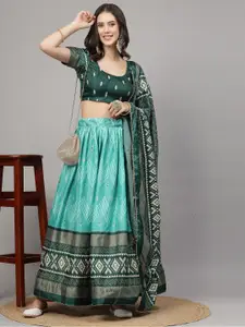 BAESD Ikat Printed Semi-Stitched Lehenga & Unstitched Blouse With Dupatta
