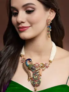 MANSIYAORANGE Gold-Plated Peacock Necklace Set