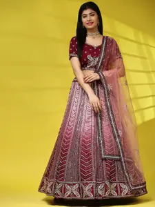 AMOHA TRENDZ Embroidered Sequinned Ready to Wear Lehenga & Blouse With Dupatta