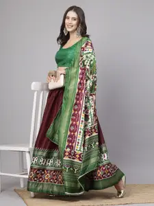 BAESD Patola Printed Gotta Patti Semi-Stitched Lehenga & Unstitched Blouse With Dupatta