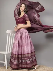 BAESD Printed Semi Stitched Lehenga & Unstitched Blouse With Dupatta