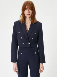 Koton Notched Lapel Double Breasted Crop Blazer