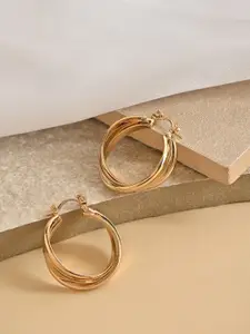 ToniQ Gold Plated Geometric Hoop Earrings