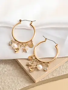 ToniQ Gold Plated Star Shaped Hoop Earrings