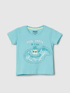 max Boys Graphic Printed Round Neck Short Sleeves Cotton Casual T-shirt