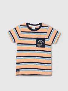 max Boys Striped Printed Round Neck Cotton Casual T-shirt