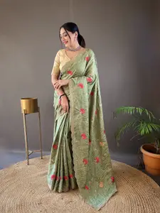 SGF11 Floral Embroidered Art Silk Kanjeevaram Saree