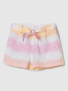 max Girls Striped Mid-Rise Pure Cotton Regular Shorts