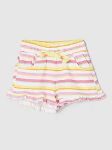 max Girls Striped Mid-Rise Pure Cotton Regular Shorts