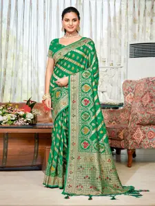 SANGAM PRINTS Woven Design Zari Silk Blend Tussar Saree